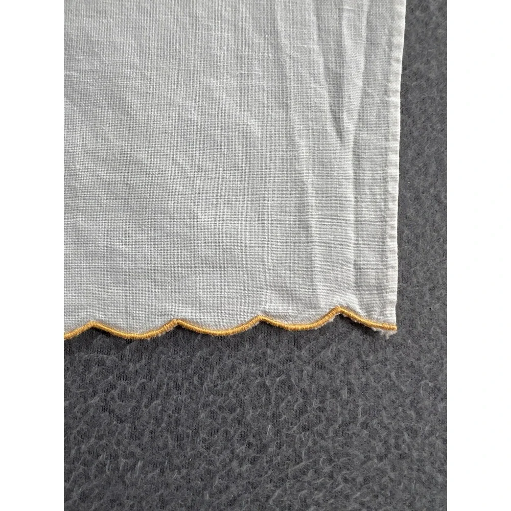 Vintage Hand Embroidered Linen Guest Towel Set Floral Basket Applique White 2pc